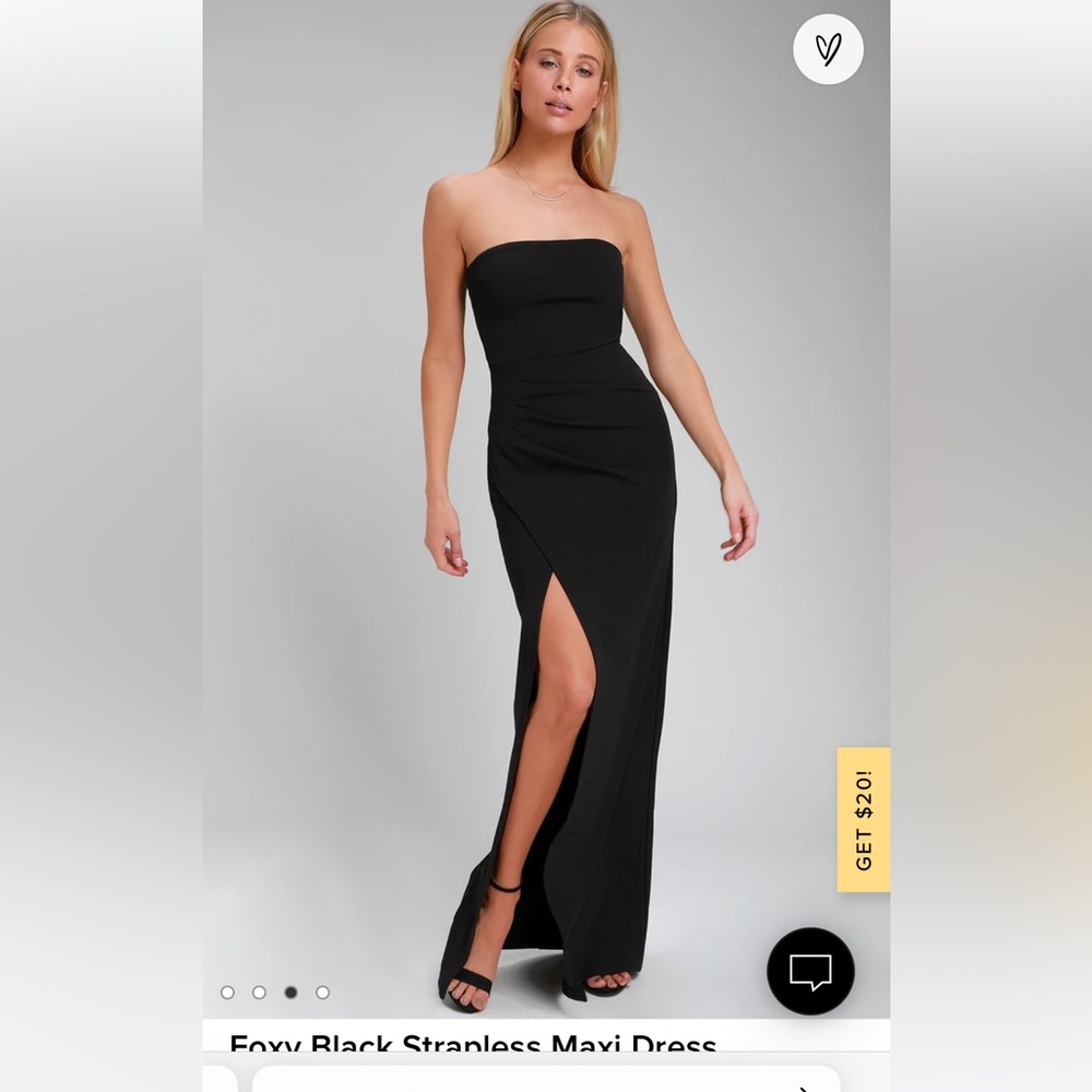 Lulus Foxy Black Strapless Maxi Dress Size M
